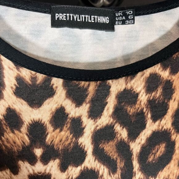 Pretty little thing tan leopard tee shirt size 6 - Picture 8 of 12